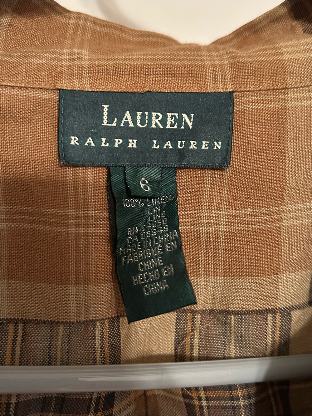 Lauren Ralph Lauren Tan and Brown Plaid Button-Down Shirt - Picture 7 of 10